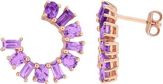 Rina Limor Silver 2.44 Ct. Tw. Amethyst, Rose De France Stud Earrings