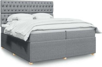vidaXL Vidaxl - Cama Box Spring Con Colch&oacute;n Tela Gris Claro 200x200 Cm