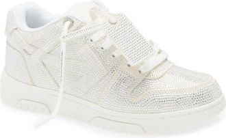Off-white Out of Office Crystal Embellished Low Top Sneaker in White - White at Nordstrom, Size 10Us