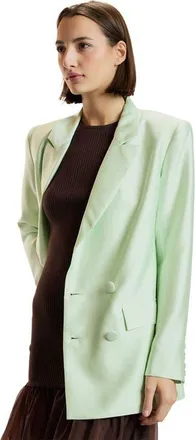 Cynthia Rowley Silk Wool Double Breasted Blazer in Green at Nordstrom, Size X-Small
