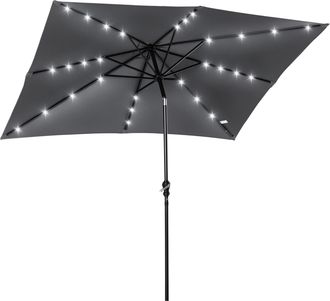 OUTSUNNY Sombrilla De Jard&iacute;n 268x205x248 Cm Parasol De Terraza Con Techo Inclinable Hasta 45&deg; Luces Led Solares E Impermeable Para Patio - Outsunny