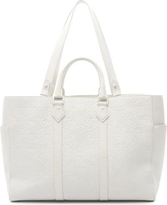 Louis Vuitton Borsa tote Sac Plat 24H in pelle Taurillon con monogramma 2021-2025 - Bianco