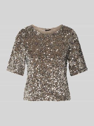 Pieces Regular Fit T-Shirt mit Paillettenbesatz Modell KAM in Anthrazit, Gr&ouml;&szlig;e M