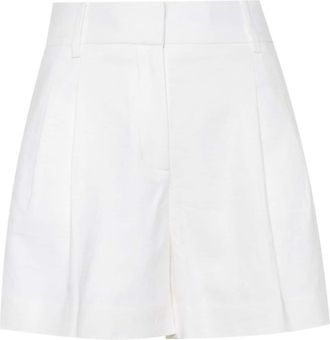 Michael Michael Kors pleat-detail tailored shorts - women - Linen/Flax/Polyester/Viscose - 8 - White