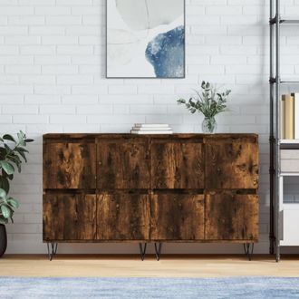 vidaXL Aparadores 2 Uds Madera Contrachapada Roble Ahumado Vidaxl