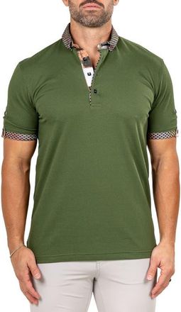 Maceoo Newton Marthyr0033 Green Button-Down Piqu&eacute; Polo at Nordstrom, Size 4
