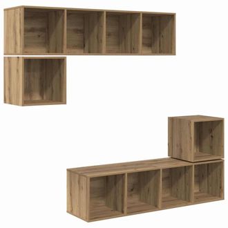 Berkfield Home 4 pcs Artisan oak 37 x 37 x 142.5 cm Engineered wood in Brown