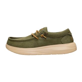 Hey Dude Laced Shoes, male, Green, Size: 10 US Wally Comf Worn Twill