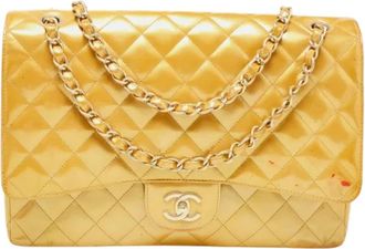 Chanel Pre-owned Leather chanel-bags - Dames - Vintage Schoudertas - Geel - ONE Size - Vintage