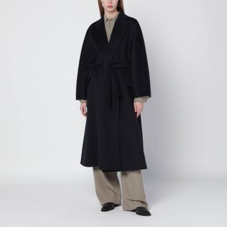 Max Mara Cappotto a vestaglia blu marino in cachemire