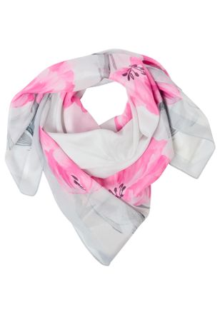 Laura Scott Modetuch LAURA SCOTT, Damen, pink, wei&szlig;, Web, Polyester, bedruckt, gebl&uuml;mt, gemustert, Modet&uuml;cher Modetuch, gebl&uuml;mt und gemustert, feine Webstruktur, 