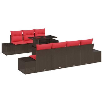 vidaXL Juego De Sof&aacute; 8 Uds. 7-n&uacute;mero De Plazas Marr&oacute;n Y Rojo Vidaxl