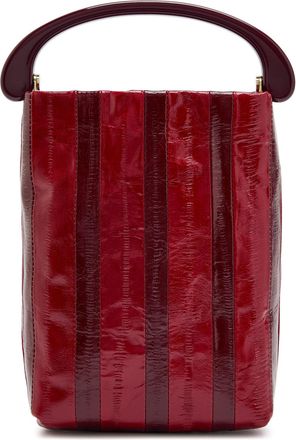 Dries Van Noten Crisp Striped Glossed Leather top Handle bag - Red - One Size
