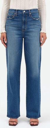 Daze City Distressed High Waist Straight Leg Jeans in Bright Blue at Nordstrom, Size 24