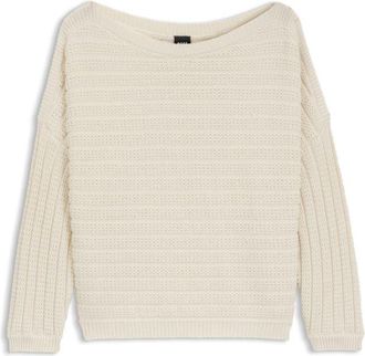 BOSS Cotton knitted jacket with mixed structures