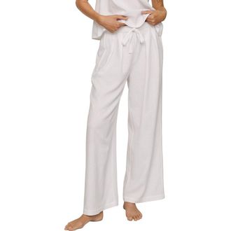 Eberjey Linen Blend Drawstring Lounge Pants in White at Nordstrom, Size X-Small