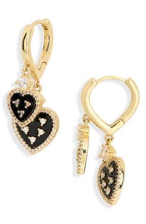 Eye Candy Los Angeles Sabrina Heart Charm Drop Earrings in Gold at Nordstrom Rack
