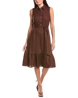 Jones New York Belted Linen-Blend Midi Shirtdress