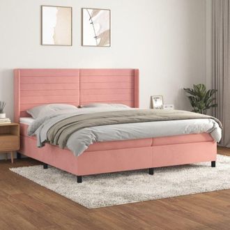 vidaXL Cama Box Spring Con Colch&oacute;n Terciopelo Rosa 200x200 Cm Vidaxl