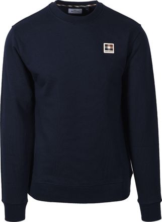 Aquascutum Mens BADGE CREWNECK SWEATSHIRT NAVY Cotton - Size X-Large