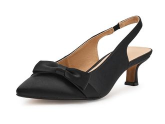 Journee Collection Paloma Womens Shoes Satin/Black : 6.5 M, Synthetic