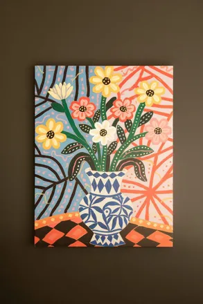 Kalalou Canvas Paint Over Print - Flowers In A Vase