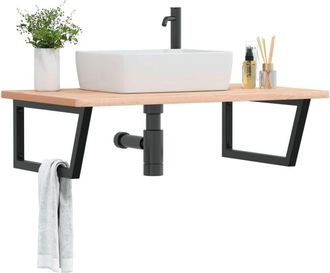 vidaXL Estante De Lavabo De Pared De Acero Y Madera Maciza De Haya Vidaxl