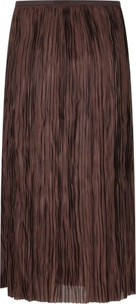 Roberto Collina Brown Pleated Midi Skirt with Glossy and Matte Finish