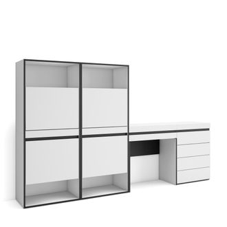 Skraut Home Scarpiera, Mobile Salvaspazio, 247x145x35 Cm, Camera Da Letto, Stanza, Cassettiera, Tavolo Da Toeletta, Stile Moderno, Bianco - Skraut Home