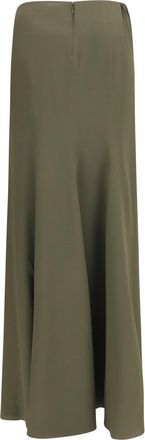 Alexander McQueen Womens Draped Long Skirt Woodland Green Silk