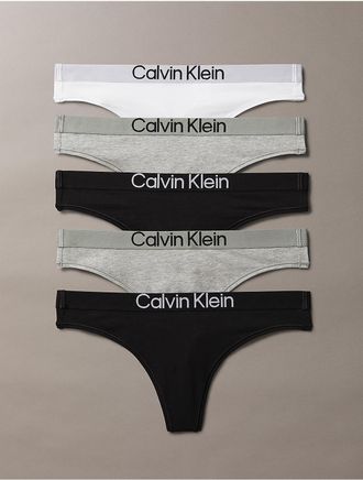 Calvin Klein Womens Maximum Cotton 5-Pack Thong - Multi - XS