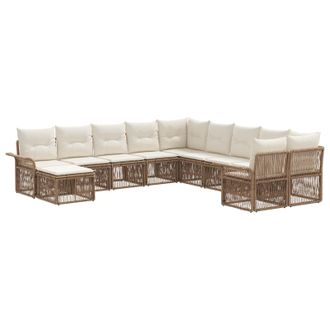 vidaXL Conjunto De Sof&aacute;s De Jard&iacute;n 11 Pcs Beige Y Blanco Crema Vidaxl