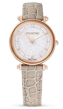 Swarovski Crystalline Wonder Leather Strap Pvd Rose Gold Beige Crystal