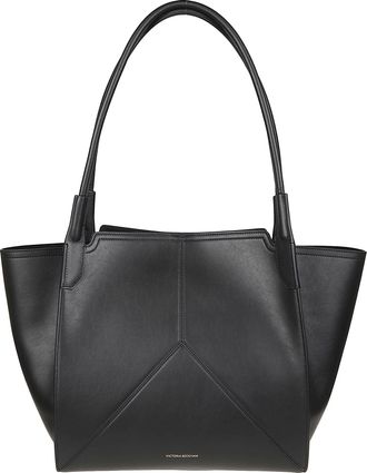 Victoria Beckham Black Small Victoria Calf Leather Tote Bag