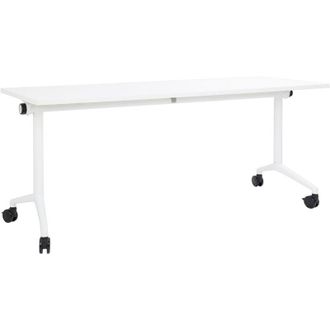 Beliani Beliani - Rectangular Modern Folding Desk with Casters Portable Mobile Table 180 x 60 cm Metal Frame White Cavi