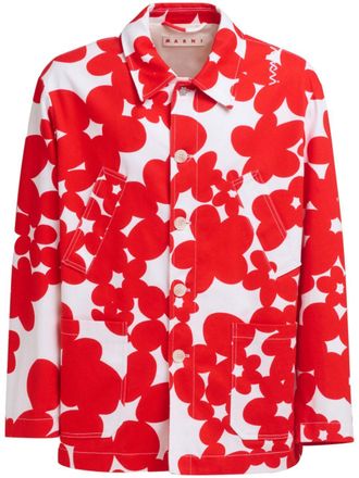 Marni Shirtjack met bloemenprint - Rood
