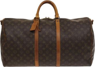 Louis Vuitton Keepall Bandouliere 55 Black Canvas Travel Bag (Pre-Owned)