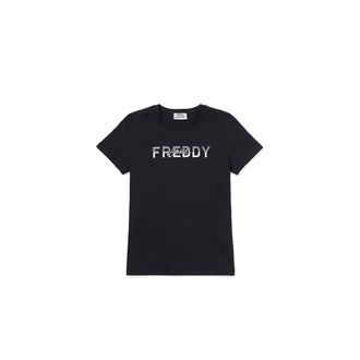 Freddy T-shirt Donna Girocollo in Cotone con Grafica Micro Righe