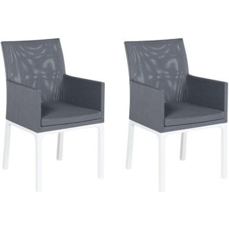 Beliani Beliani - Set 2 Sedie Giardino in Alluminio Grigio Gambe Bianche Asciugatura Rapida Bacoli