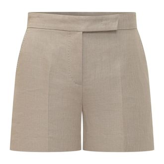 Max Mara Tailored Shorts - Dames - Korte Broeken - Beige - S - Leer - Korte Broeken