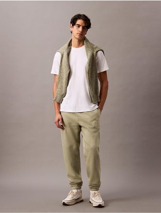 Calvin Klein Jeans Calvin Klein Mens Archive Fleece Varsity Logo Joggers - Neutral - M