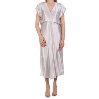 Patrizia Pepe Dames, Jurken, Grijs, Maat: S Satijn