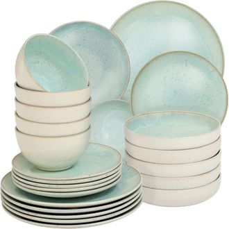 TecTake Vajilla de gres, para 6 personas, 24 piezas, menta