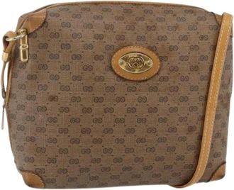 Gucci Pre-owned Vintage Canvas Cross Body Bag - Dames - Vintage Schoudertas - Bruin - ONE Size - Vintage