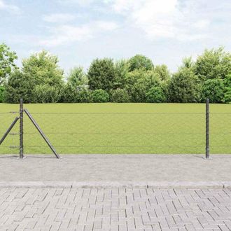 vidaXL Reja Con Postes Gris 0.5 X 10 M Acero Recubierto De Pvc Vidaxl