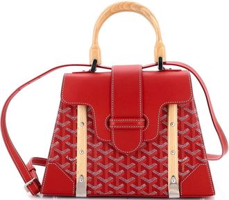 Goyard Saigon Top Handle Bag Coated Canvas with Leather PM