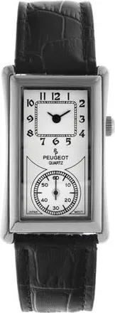 Peugeot Vintage Large Rectangular Remote Sweep Leather Watch- 40x24MM in Black at Nordstrom