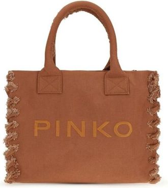 Pinko Pinko - Strand shopper - Dames - Tassen - Bruin - Maat: ONE Size Katoen