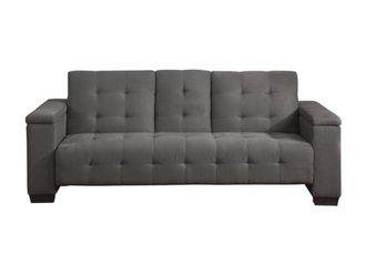VENTE-UNIQUE.COM Sof&aacute; cama microfibra 3 plazas gris 218x94cm