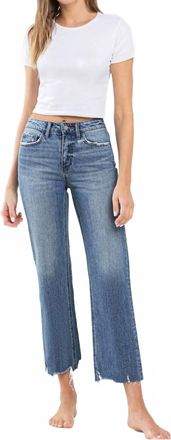 Flying Monkey Victorious High Rise Crop Wide Leg Denim Jeans In Medium Blue